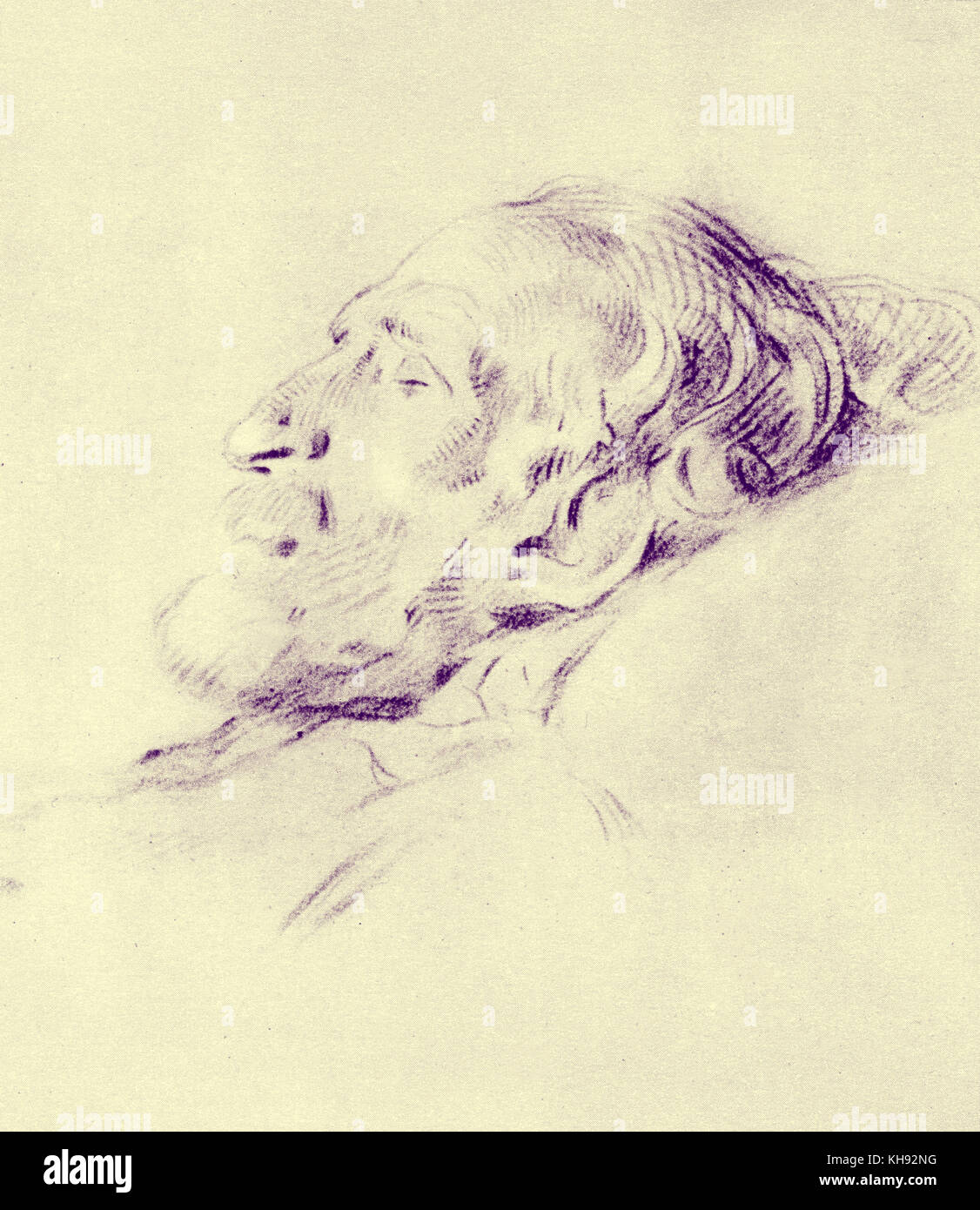 Giuseppe Verdis Totenmaske - Abbildung von L. Pogliaghi. Maske aus Gesso. Italienischer Komponist, 9 oder 10 Oktober 1813 - 27. Januar 1901. Stockfoto