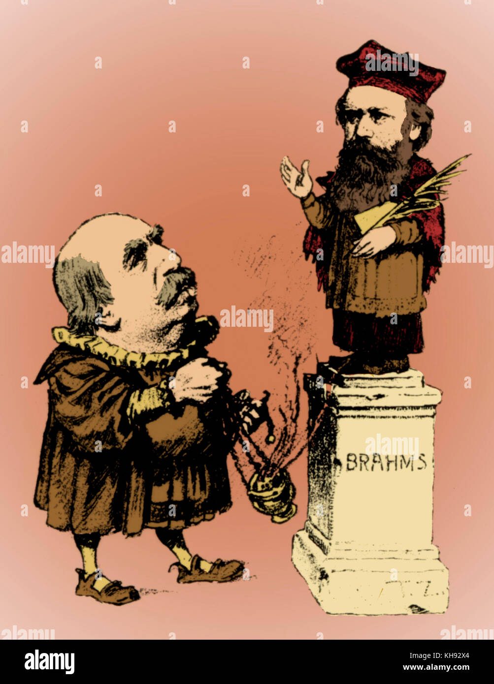 BRAHMS - 'Dr heiligen Eduard Hanslick des Johannes von Wiener "Figaro", 1890. Hanslick war Meister von Brahms, im Gegensatz zu Wagner. Deutsche Komponist (1833-1897) Stockfoto