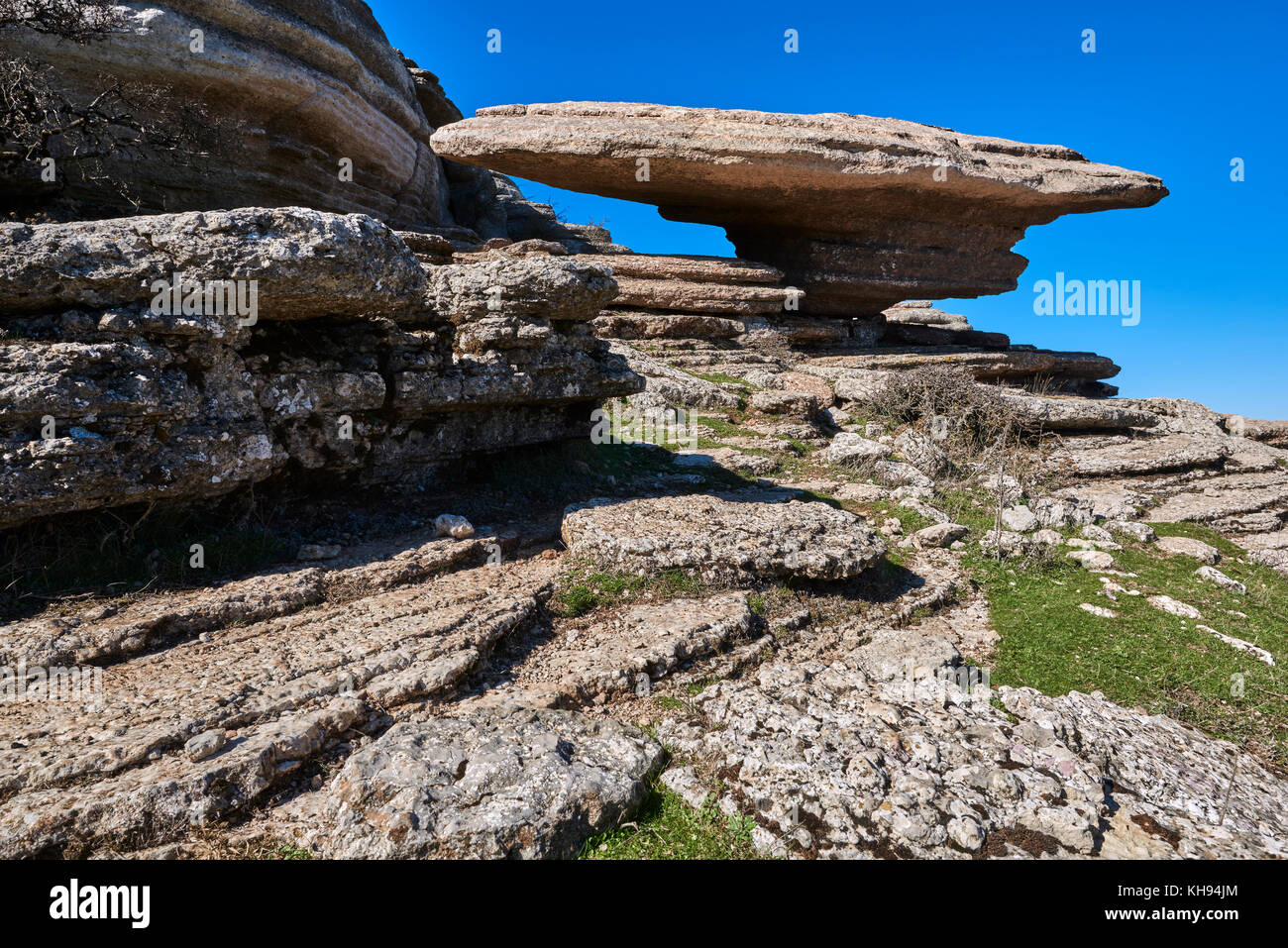 Torcal de Antequera, El Sombrerico, Erosion arbeiten an Jurassic Kalksteine, Provinz Malaga, UNESCO-Weltkulturerbe, Andalusien, Spanien. Stockfoto