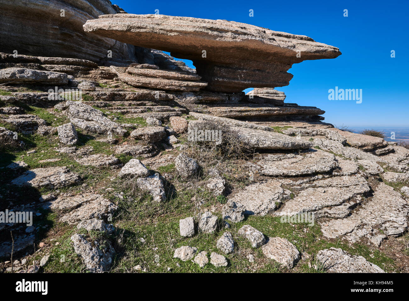 Torcal de Antequera, El Sombrerico, Erosion arbeiten an Jurassic Kalksteine, Provinz Malaga, UNESCO-Weltkulturerbe, Andalusien, Spanien. Stockfoto
