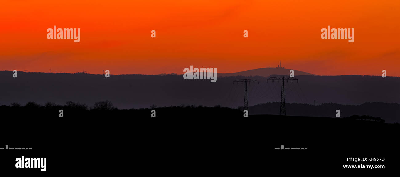 Teufelsmauer bei Thale im Sonnenuntergang Stockfoto