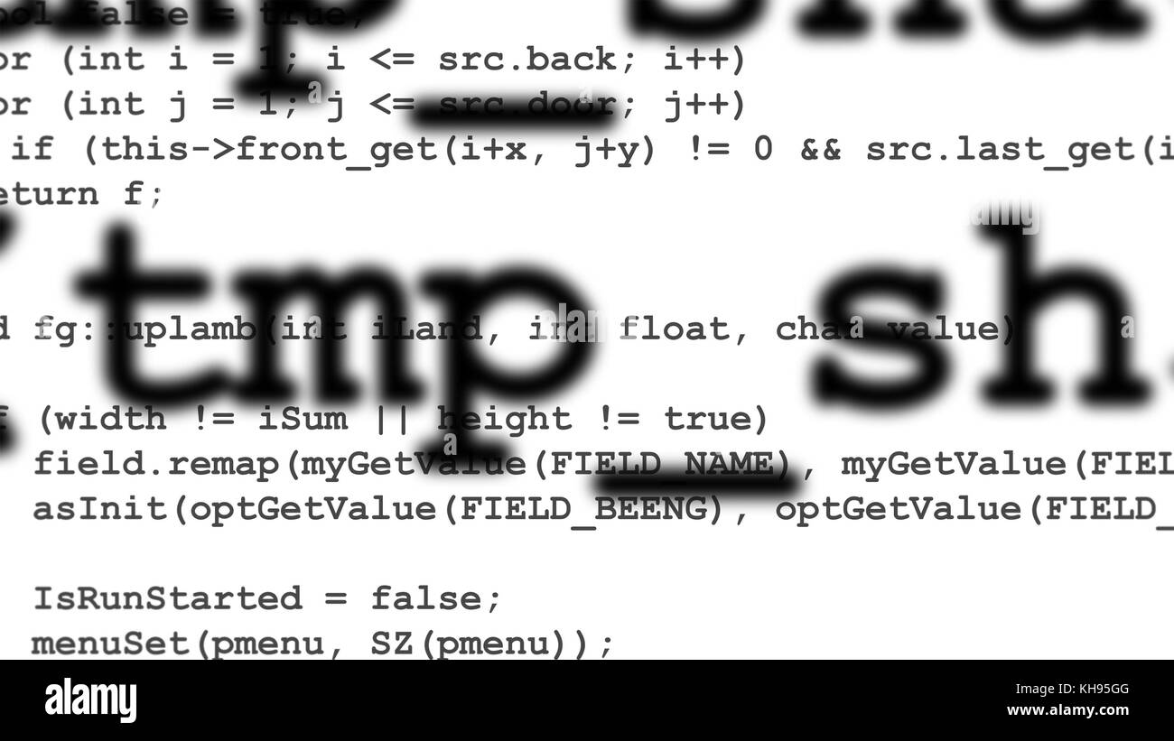 Zeilen Computercode in der Entfernung verschwinden Stockfoto