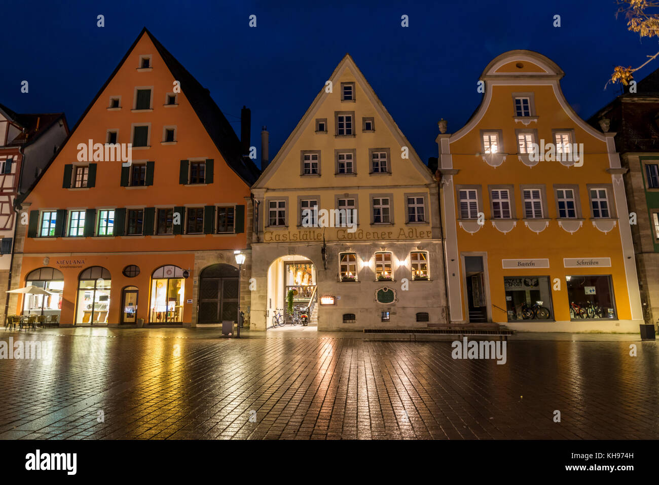 Straßenszenen in der alten mittelalterlichen Stadt Weißenburg Stockfoto