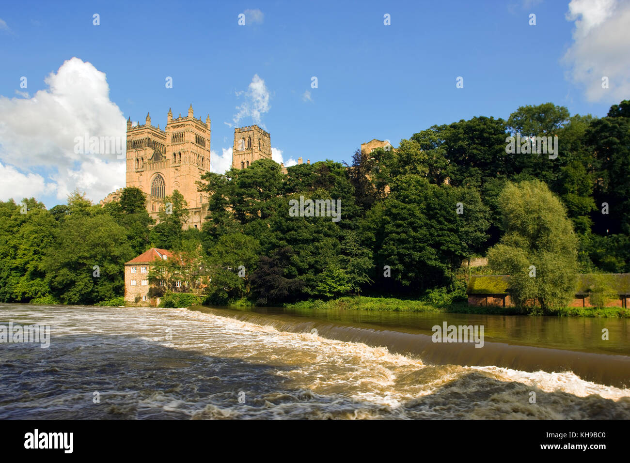 Durham Cathedral und Fluss Wear Tyne und Wear England Großbritannien Stockfoto