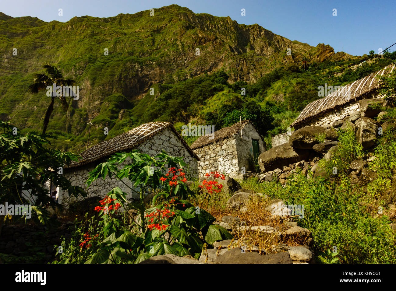 Die herrliche Bergwelt des landwirtschaftlichen Tal von Paul von Santo Antao, Kap Verde Stockfoto