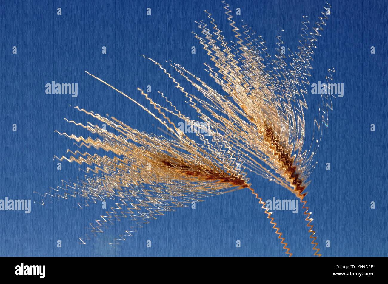 Digitale Kunst zur Schau stellen Gras Reflexion in den Strudel der Wasser. Stockfoto