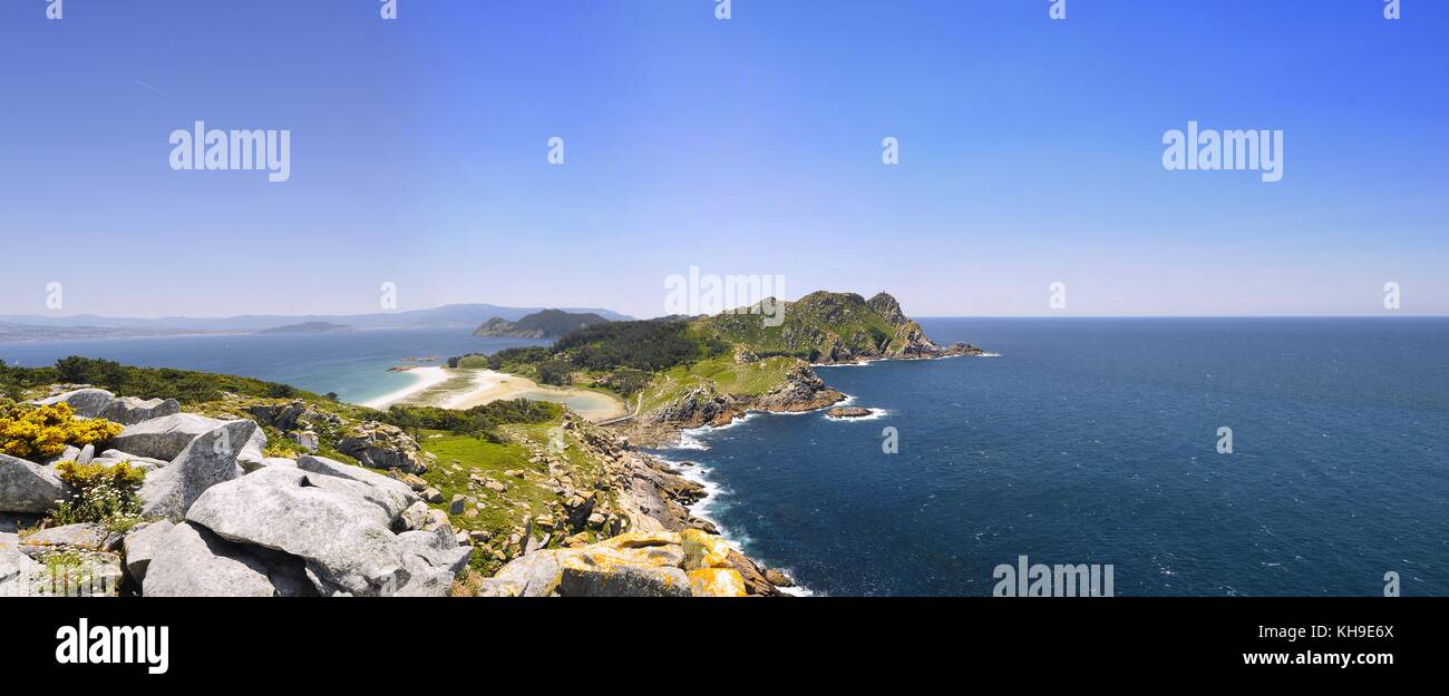 Cies Inseln, Nationalpark maritim-terrestrische der atlantischen Inseln von Galizien, Spanien. Stockfoto