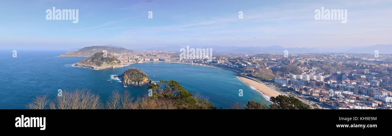 Die Bucht La Concha aus gesehen Mount Igeldo. Donostia - San Sebastian. Baskenland. gipuzkoa. Spanien. Europa. Stockfoto