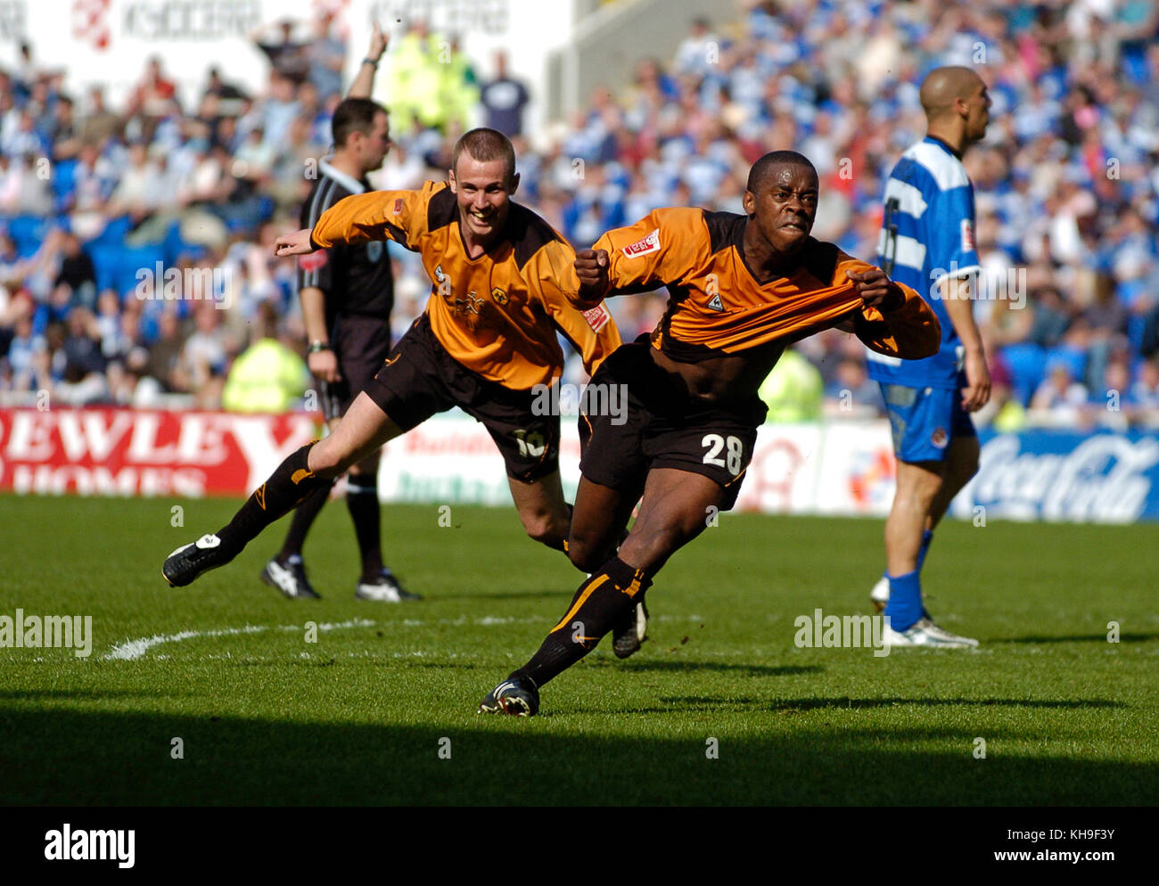 Footballer Rohan Ricketts Lesen v Wolverhampton Wanderers 30. April 2005 Stockfoto