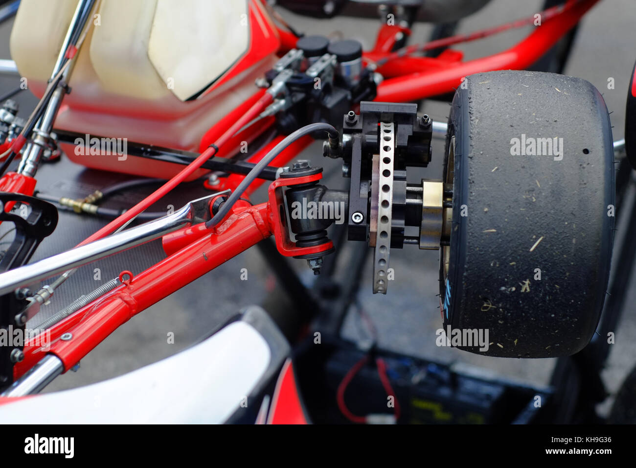 Details von der oberen Seite und Rädern. Gokart regionale Meisterschaft Rennen. Siena Toskana offizielle Stromkreis, Italien Stockfoto