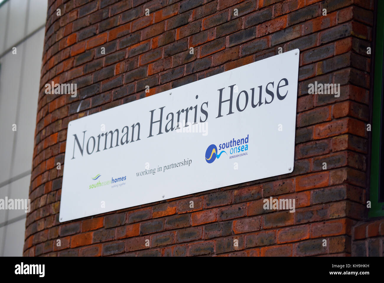 Das Norman Harris House hat Wohnschutz. South Essex Homes Southend Borough Council Unterkunft Stockfoto