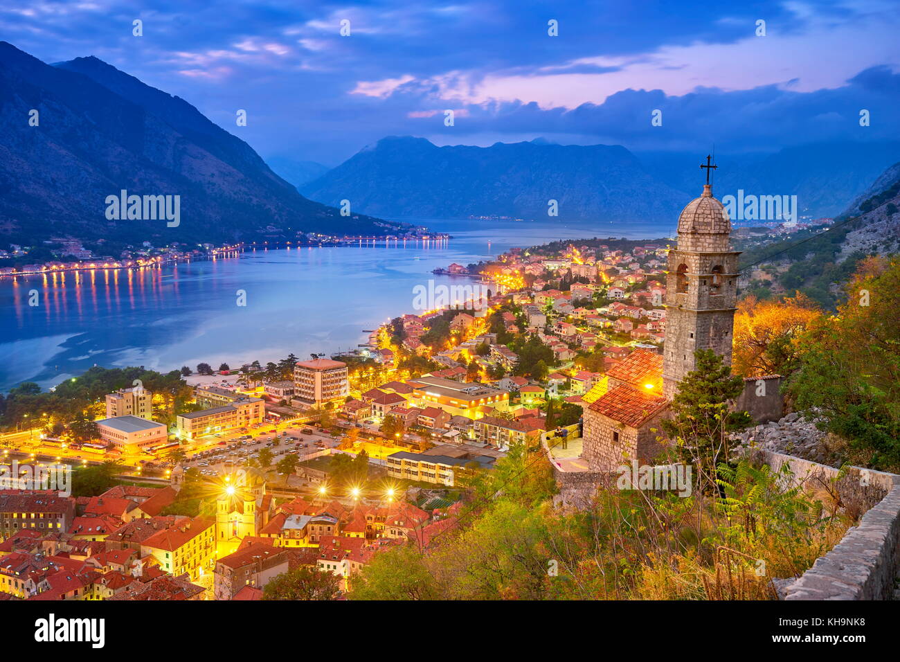 Abendlicher Blick in Kotor, Montenegro Stockfoto