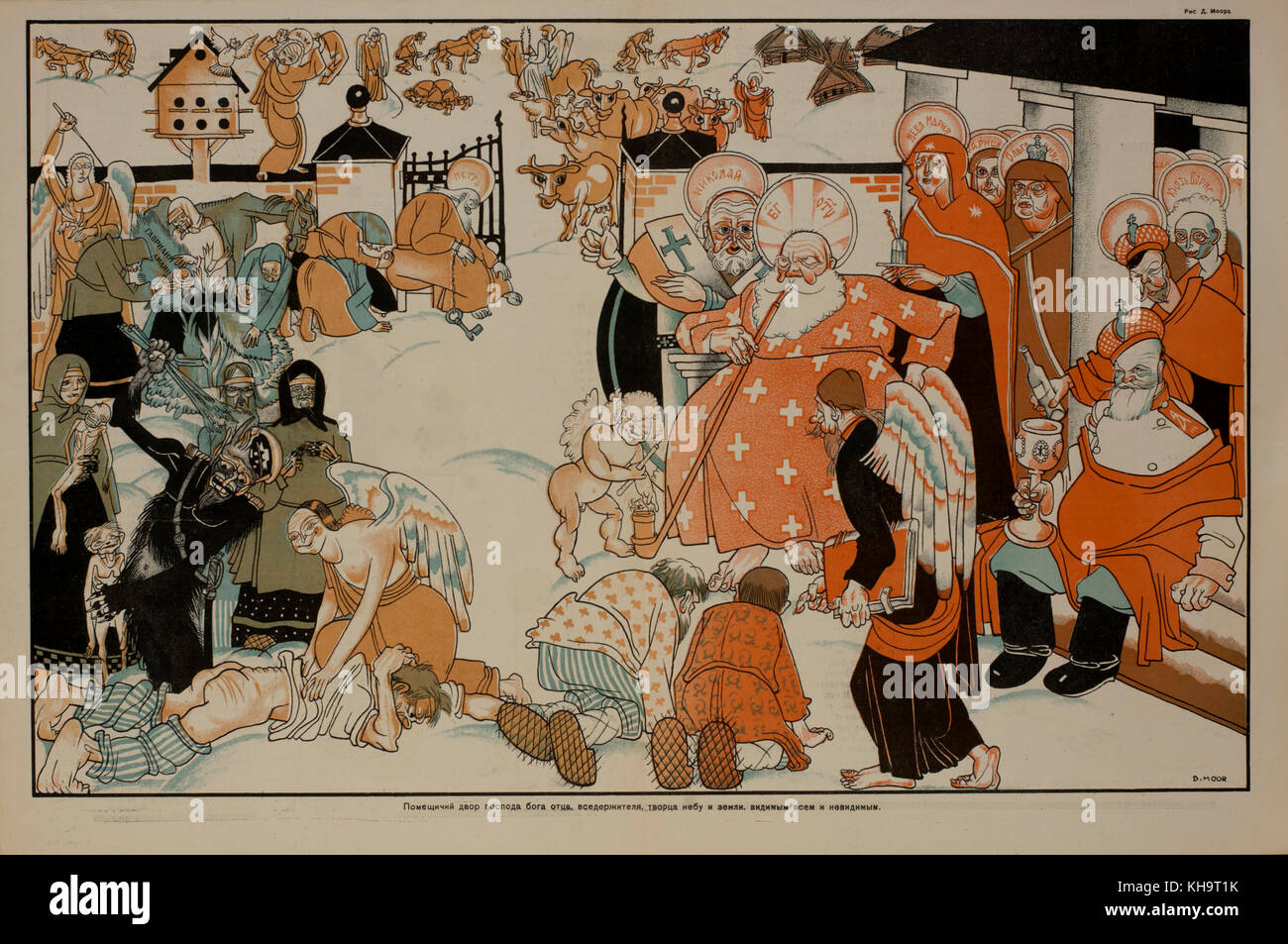 Anti-religion Propaganda Poster, bezbozhnik U stanka Magazin, Illustration von dmitri Moor, Russland, 1920 Stockfoto