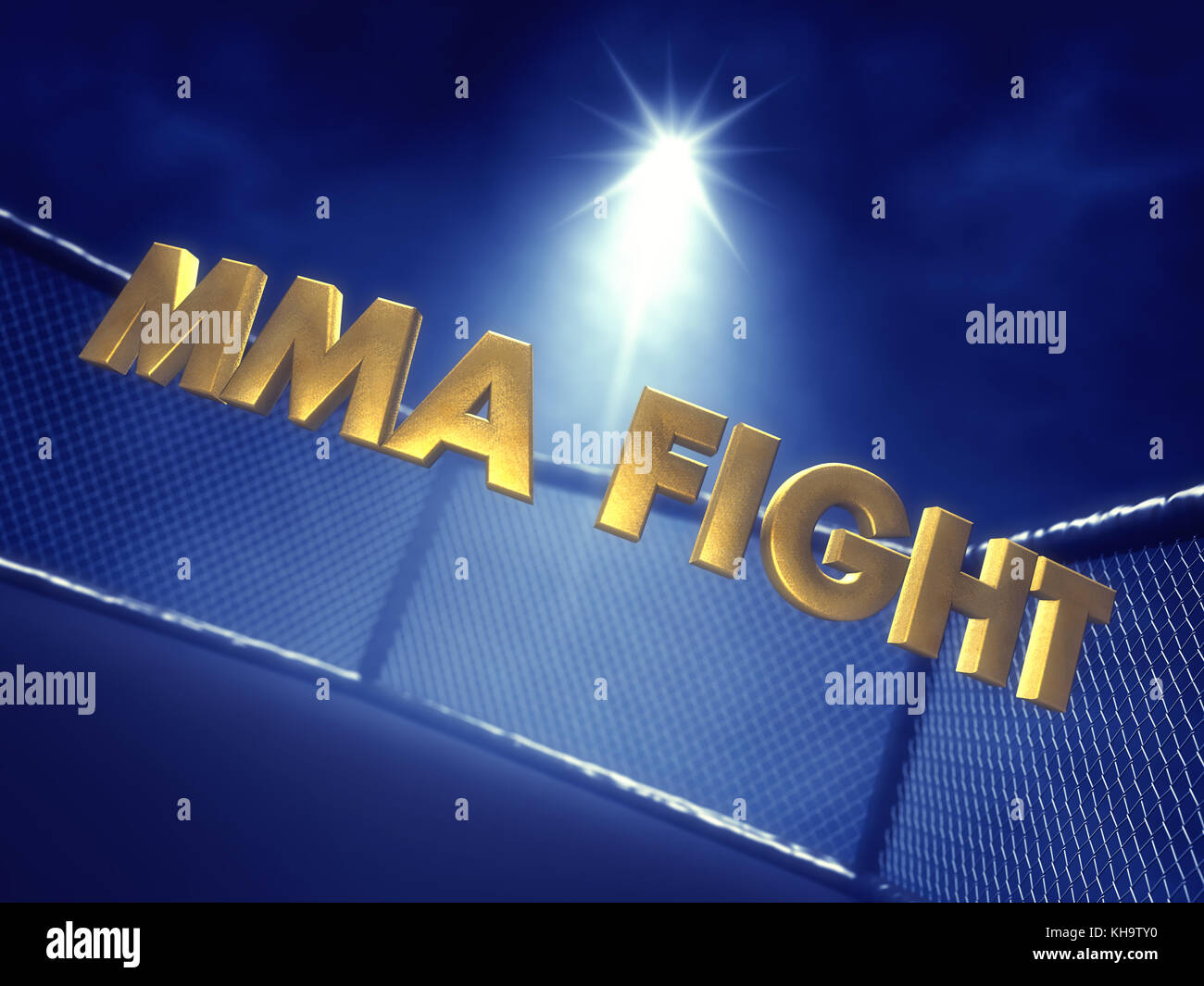 Mma Kampf text beleuchtet von Spotlight, Mixed Martial Arts night event Kampf Stockfoto