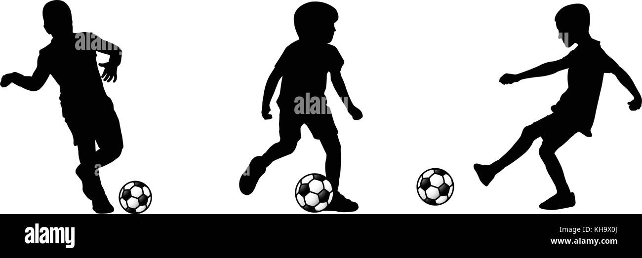 Soccer kids Silhouetten - Vektor Stock Vektor