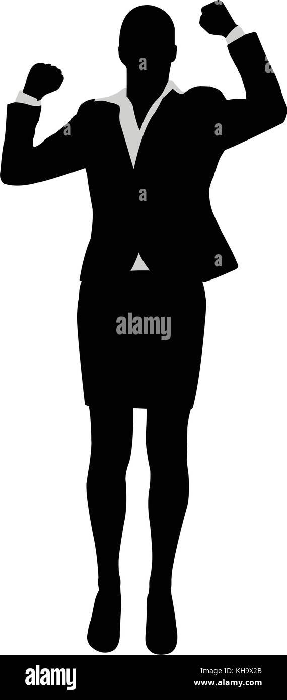 Geschäftsfrau mit ihren Händen, Erfolge feiern - Vektor Stock Vektor