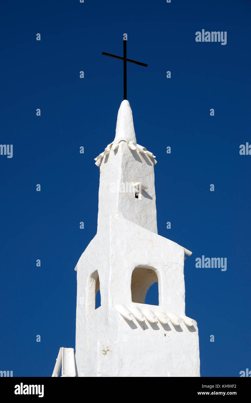 Kirchturm Binibeca Vell Dorf Menorca Spanien Stockfoto