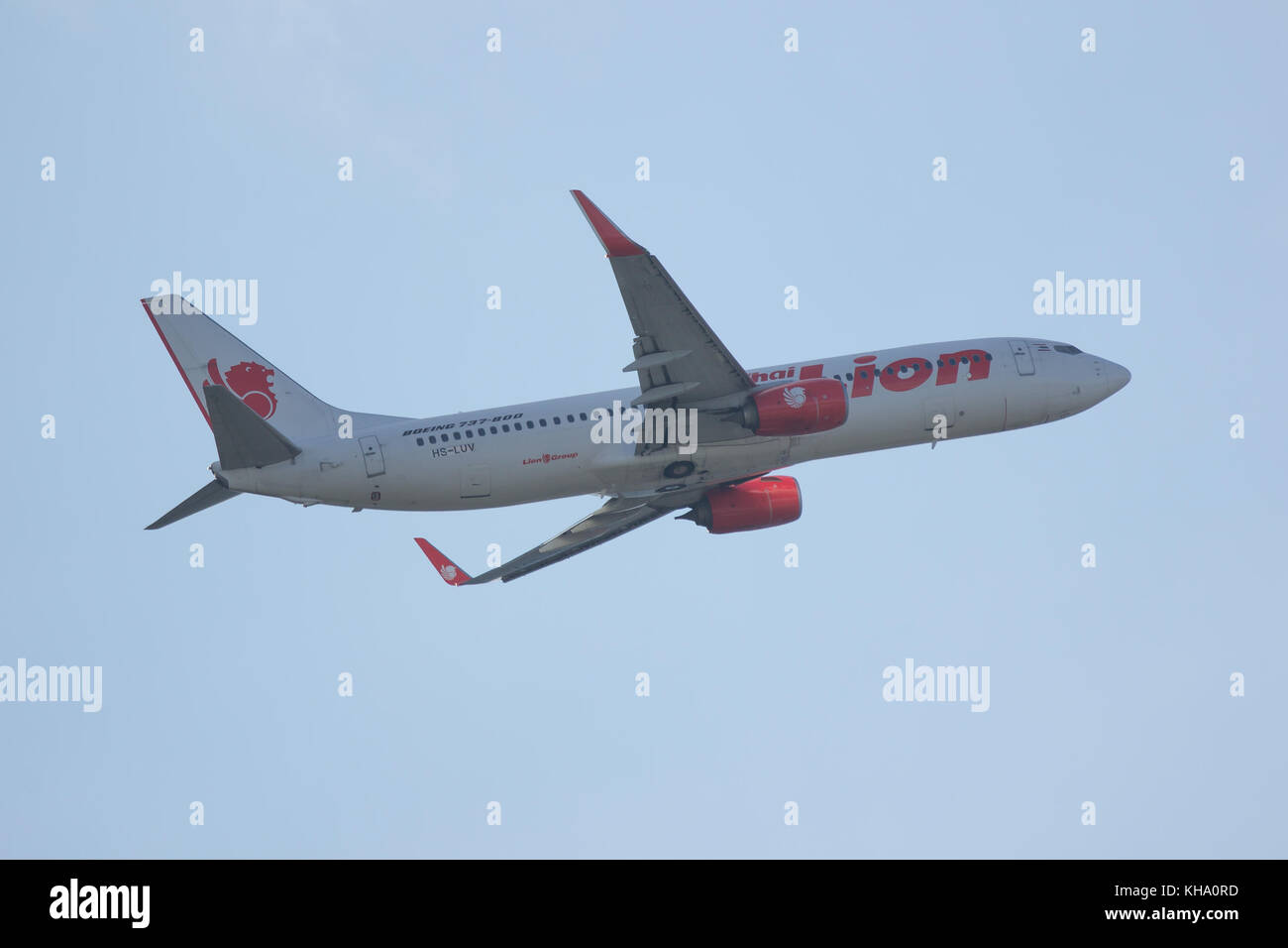 Chiang Mai, Thailand - 10. November 2017: hs-luv Boeing 737-800 der Thai lionair Airline. Nehmen Sie vom Flughafen Chiangmai nach Bangkok. Stockfoto