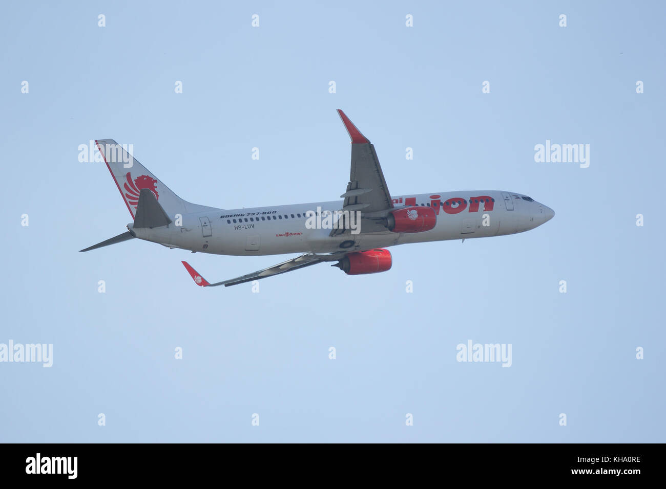 Chiang Mai, Thailand - 10. November 2017: hs-luv Boeing 737-800 der Thai lionair Airline. Nehmen Sie vom Flughafen Chiangmai nach Bangkok. Stockfoto
