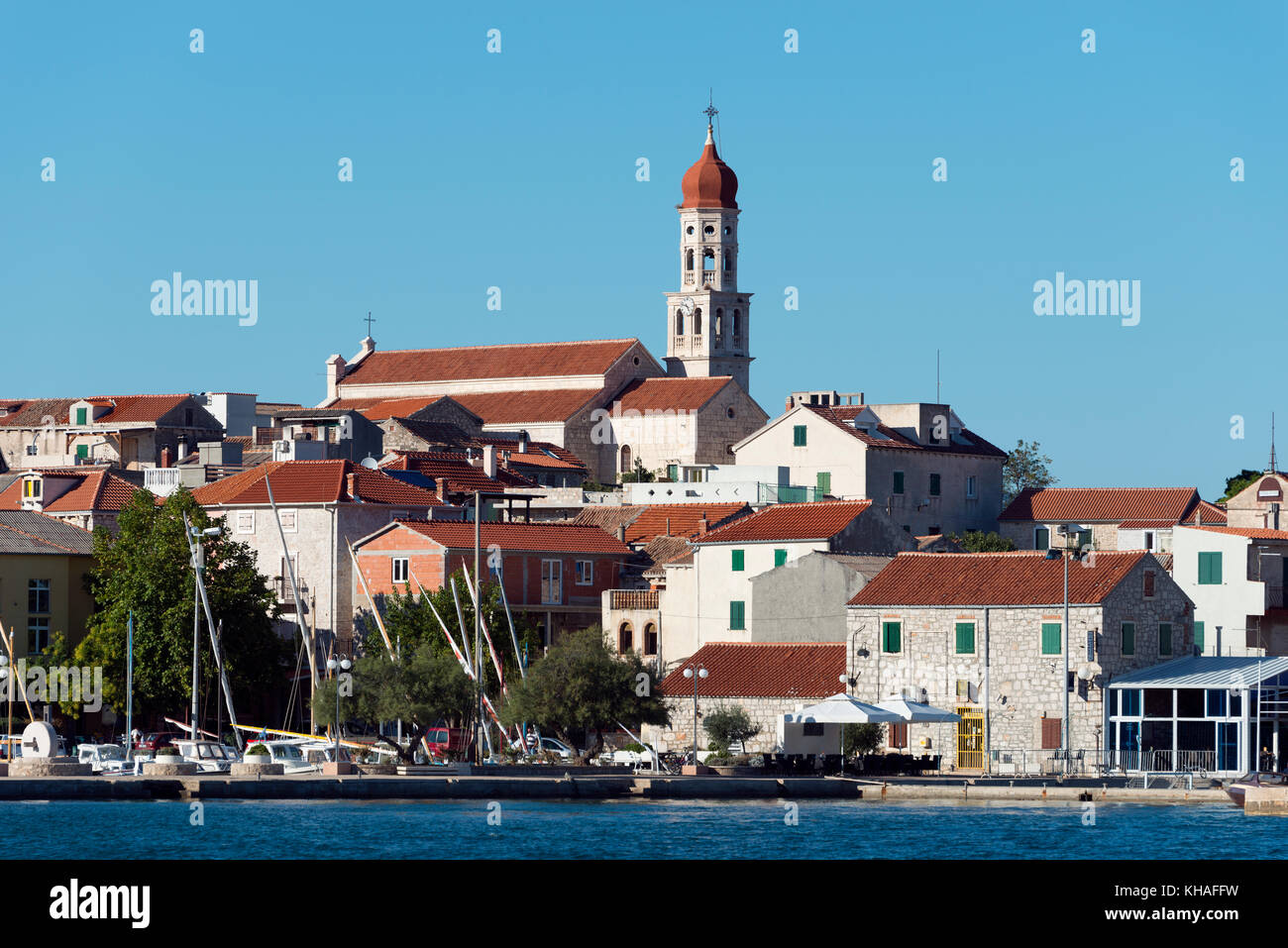 Anzeigen von Betina, Insel Murter, Dalmatien, Kroatien Stockfoto