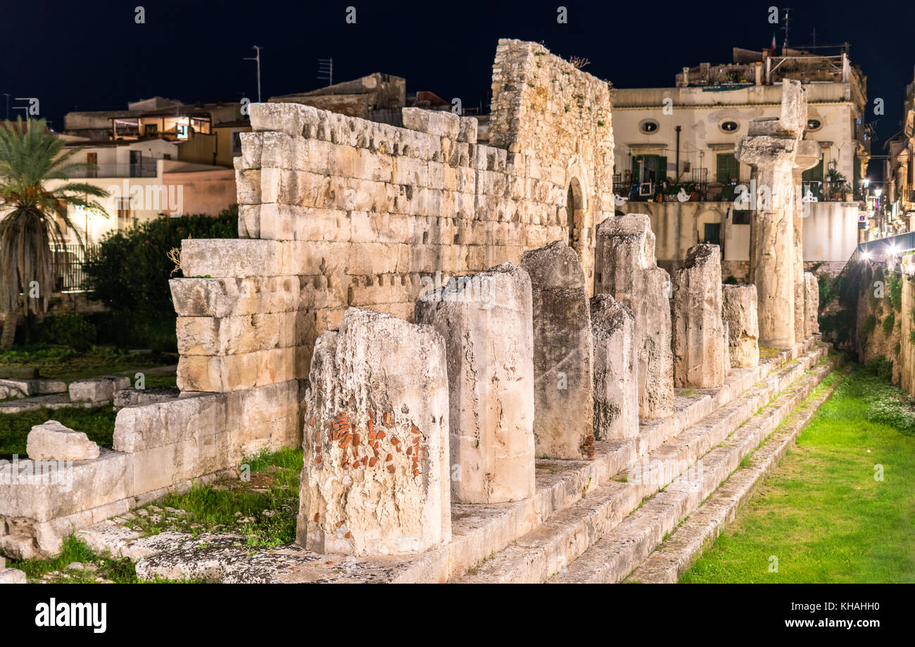 Der Tempel des Apollo, eine antike griechische Denkmal in Syrakus, Sizilien, Italien Stockfoto