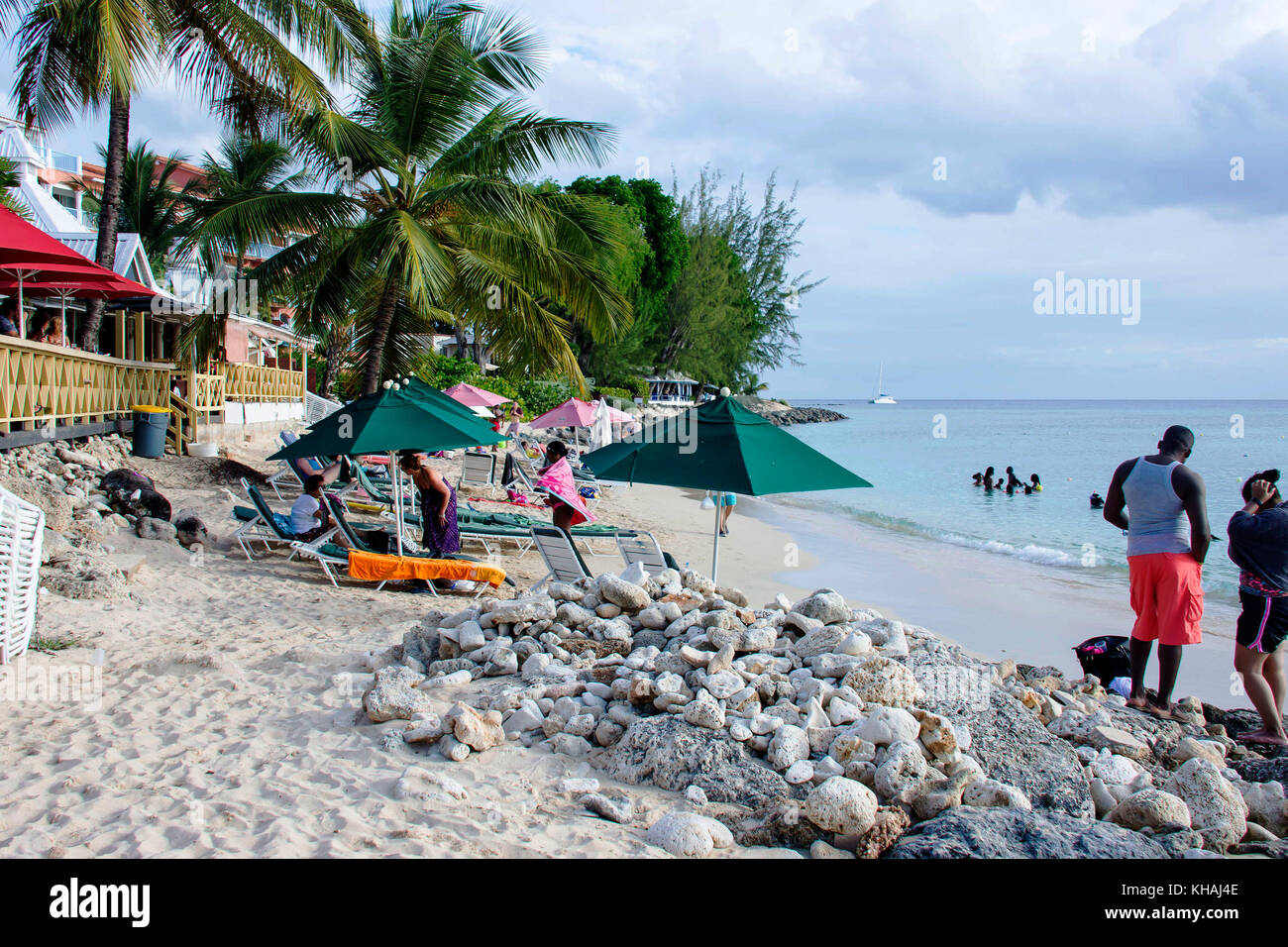 Holetown Beach; Heimatstadt; St. James; Barbados Stockfoto