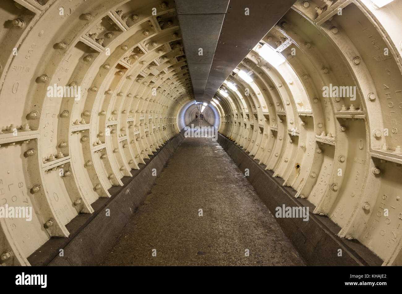 Die Greenwich Foot Tunnel, London, UK. Stockfoto