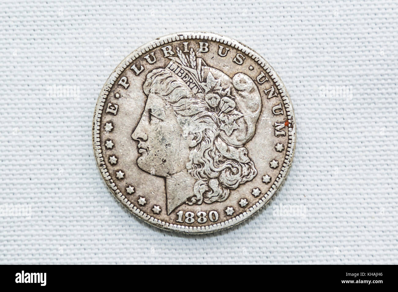 United States 1880 Lady Liberty Silver Dollar Münze Stockfoto