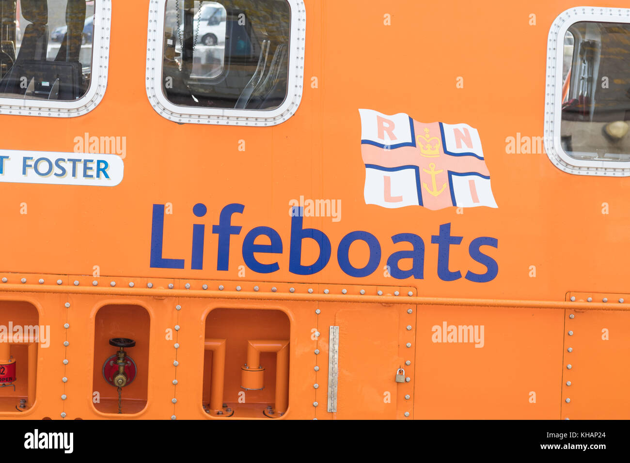 RNLI Rettungsboote Zeichen und Logo Stockfoto