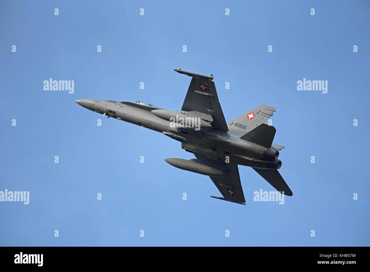 Swiss Air Force Mcdonnell Douglas F 18 C/A Hornet schnell Twin vierstrahligen Jet Fighter Aircraft. Auf 4 Woche Pilot Training. Stockfoto