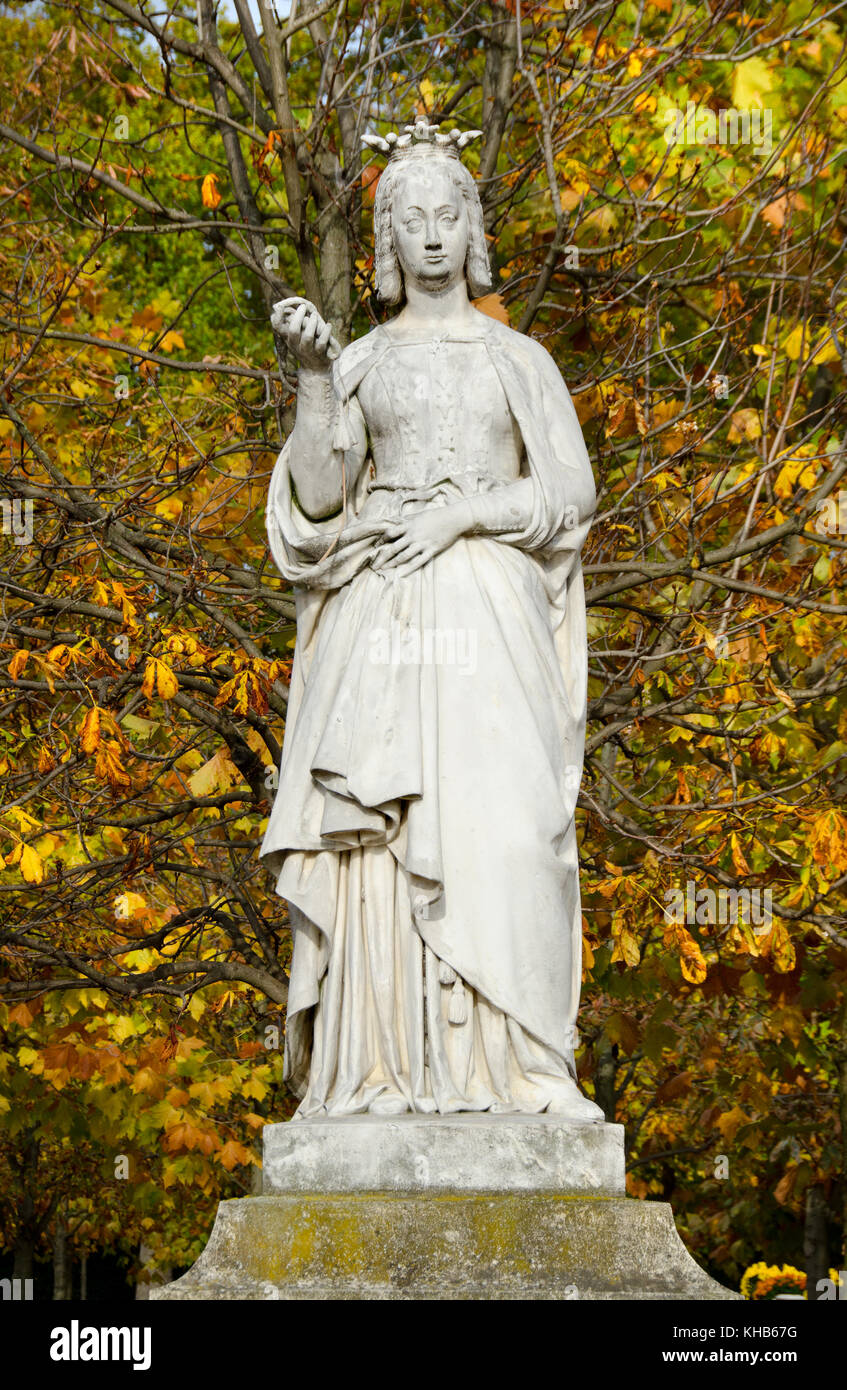 Paris, Frankreich. Jardin de Luxembourg (6. Arr) Statue: Anne von Bretagne (1477-1514) zweimal Königin Consort von Frankreich (eine von 20 Statuen aus dem neunzehnten Jahrhundert Stockfoto