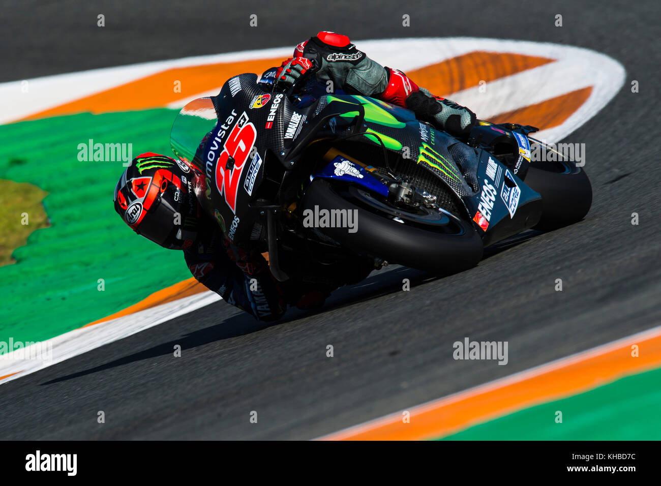 Valencia, Spanien. November 2017. #25 Maverick Viñales (Spanisch) Movistar Yamaha MotoGP während der Tests der neuen Saison, MotoGP 2018. Rundkurs von Ricardo Tormo, Valencia, Spanien. Mittwoch, 15. november 2017. Credit: Gtres Información más Comuniación on line, S.L./Alamy Live News Stockfoto