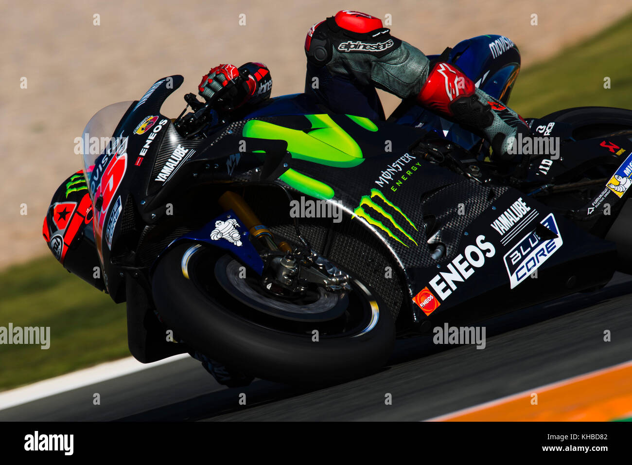 Valencia, Spanien. November 2017. #25 Maverick Viñales (Spanisch) Movistar Yamaha MotoGP während der Tests der neuen Saison, MotoGP 2018. Rundkurs von Ricardo Tormo, Valencia, Spanien. Mittwoch, 15. november 2017. Credit: Gtres Información más Comuniación on line, S.L./Alamy Live News Stockfoto