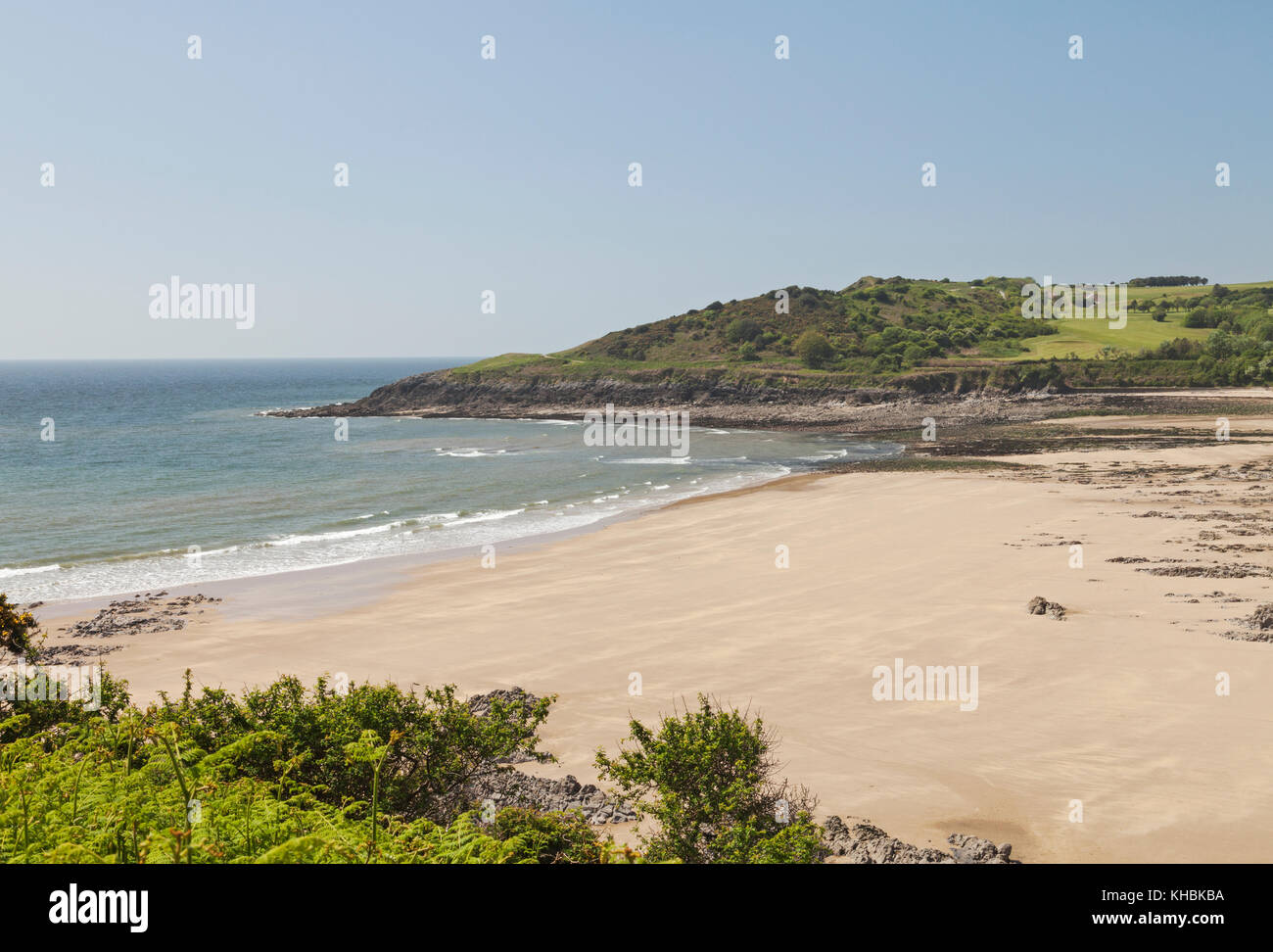 Rotherslade Bucht und Langland Bay hinter, Gower Halbinsel, Swansea, South Wales, Großbritannien Stockfoto