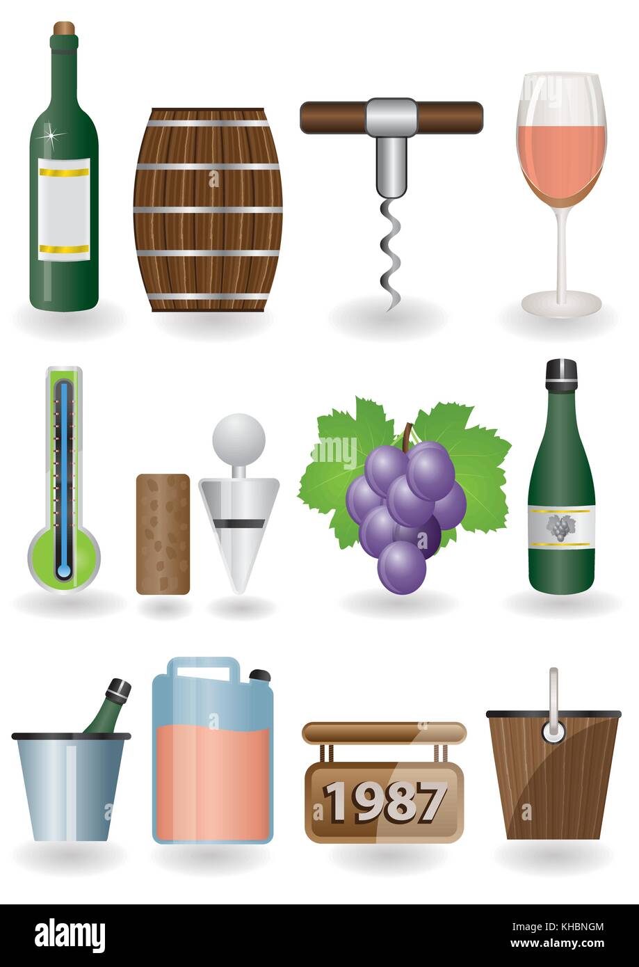 Getränke und Wein Symbole - Vektor Icon Set Stock Vektor