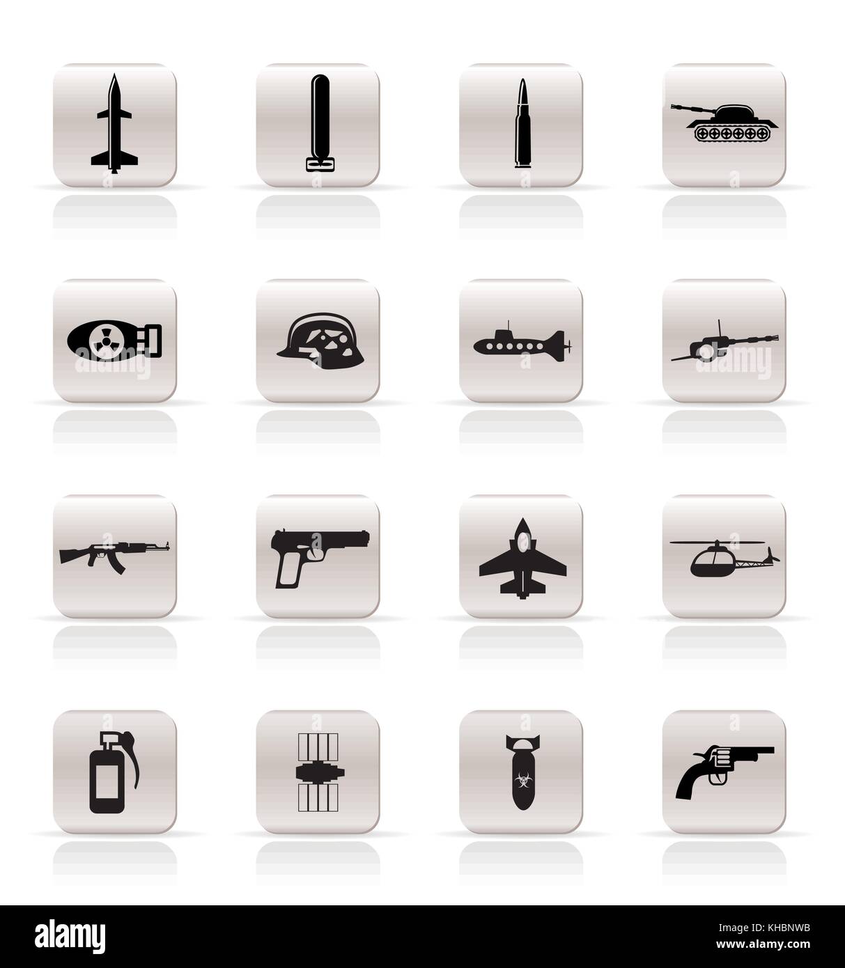 Einfache Waffe, Waffen und Krieg Symbole - Vektor Icon Set Stock Vektor