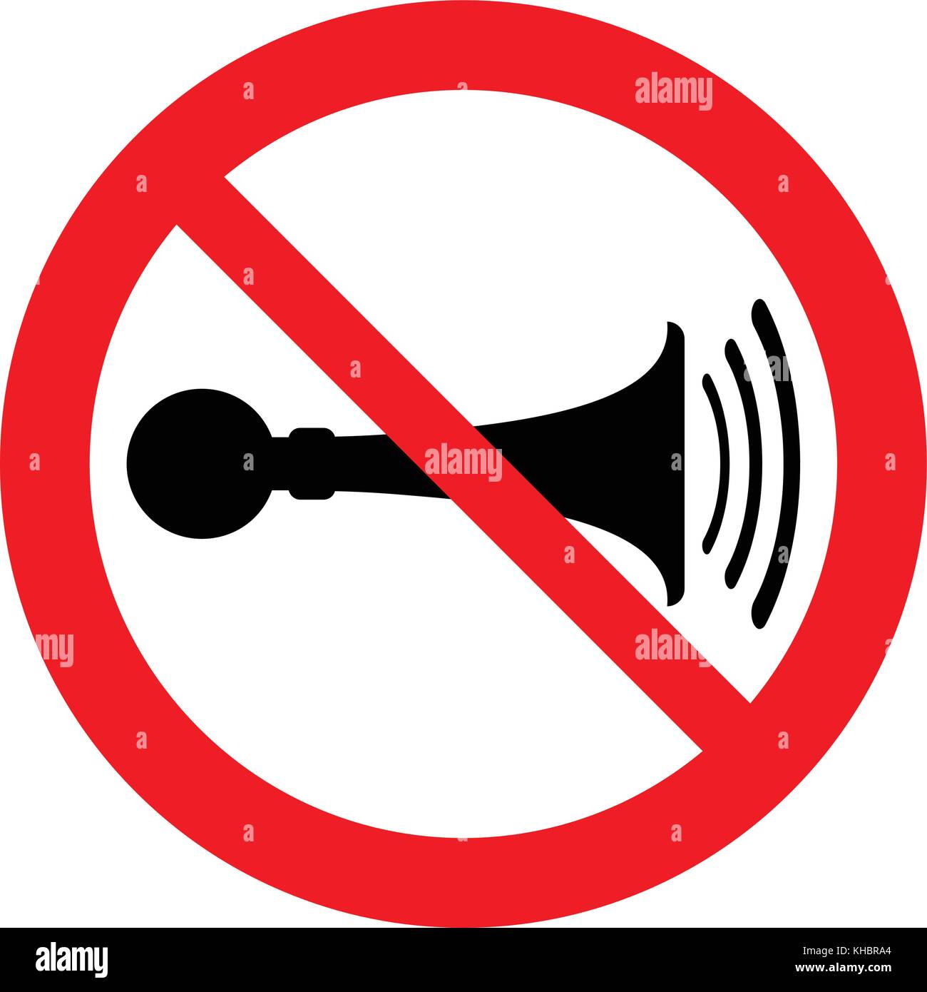 Kein Horn, Trompete, Verbotsschild, Vector Illustration Stock
