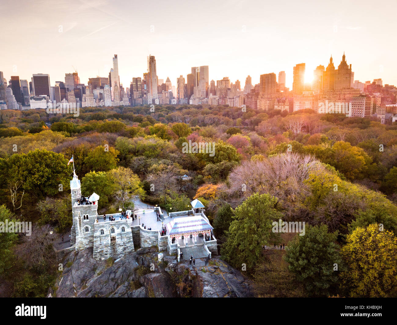 New York Panorama vom Central Park, Luftaufnahme im Herbst Saison Stockfoto