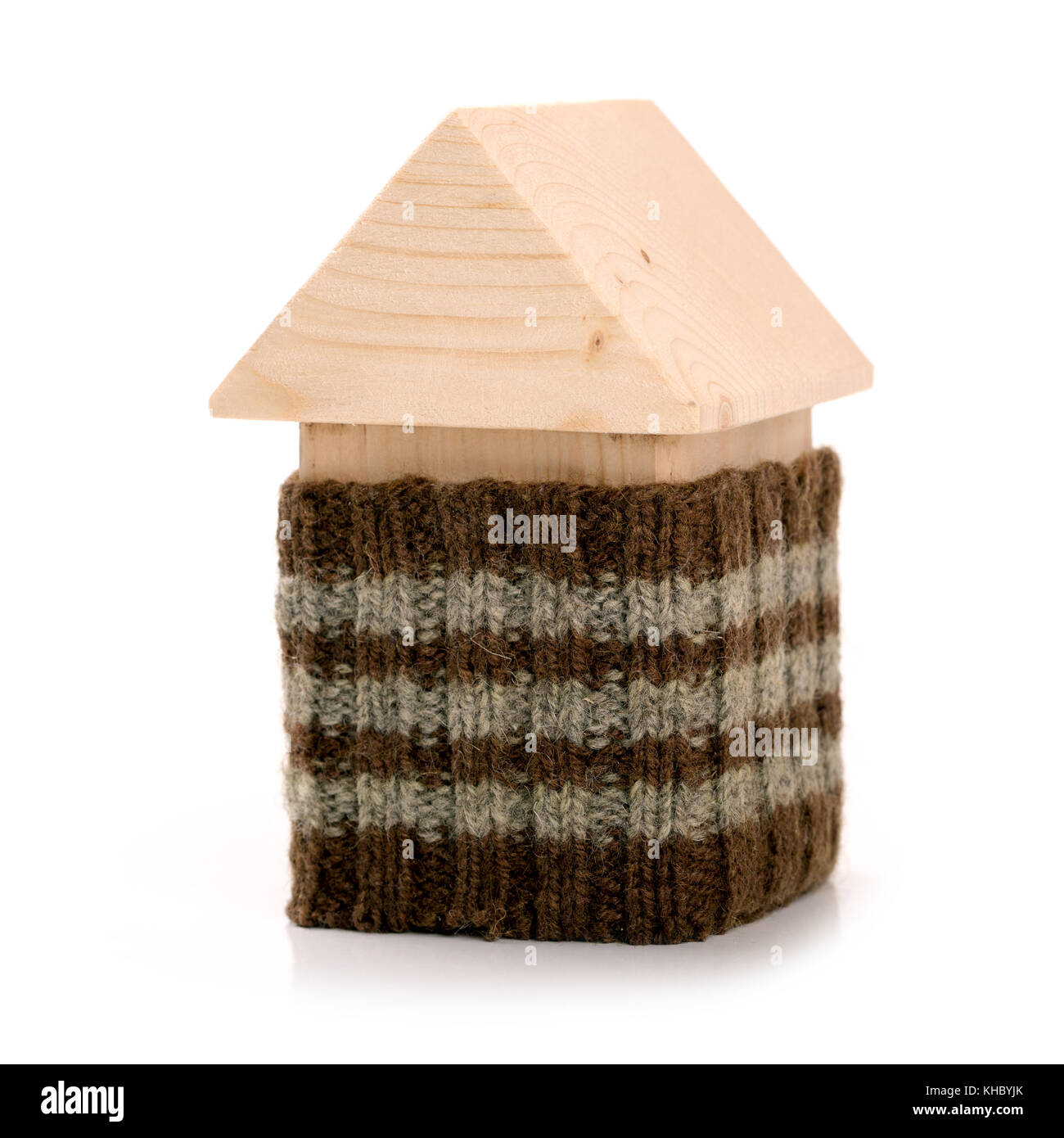 Wolle Schal um das Haus.Energieeffiziente home Konzept Stockfoto