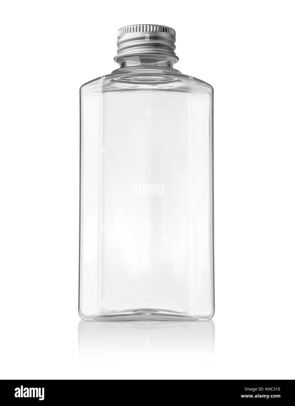 Plastikflasche (mit clipping path) auf weißem Hintergrund Stockfoto