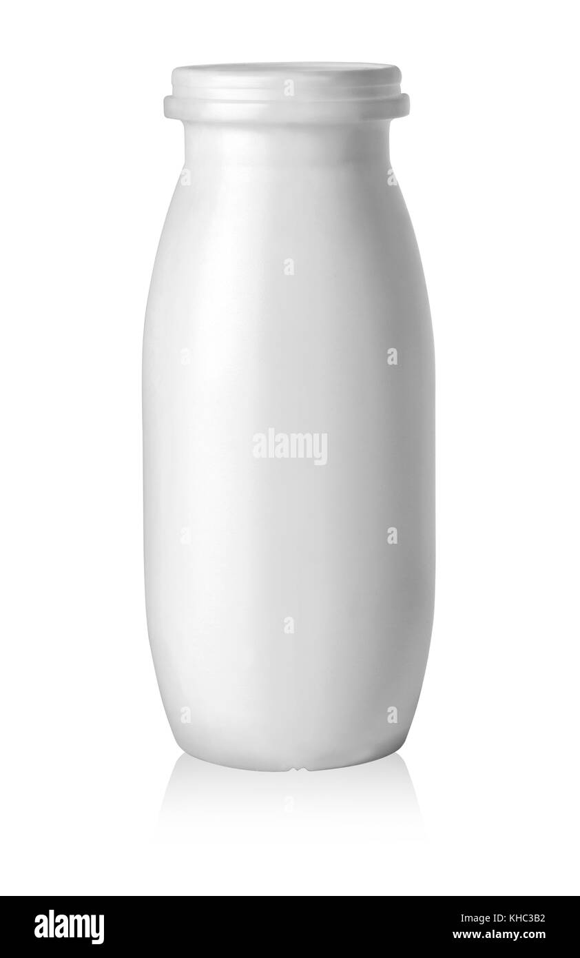 Leere Produkt Kunststoff Flasche auf weißem Hintergrund mit Freistellungspfad isoliert Stockfoto