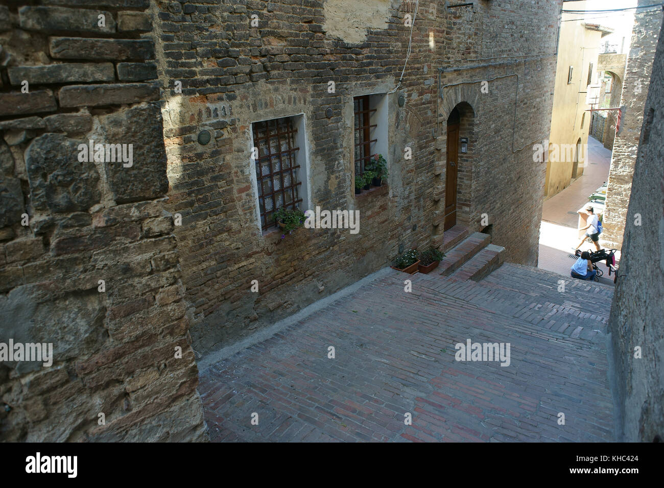 San Gimignano, Siena, Toskana, street scene Stockfoto