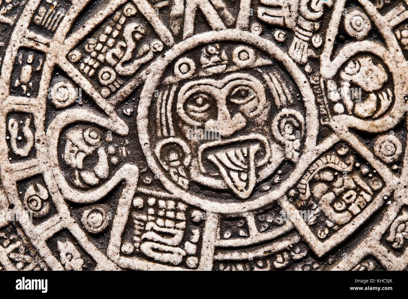 Aztekische Kalender Stein closeup Stockfoto