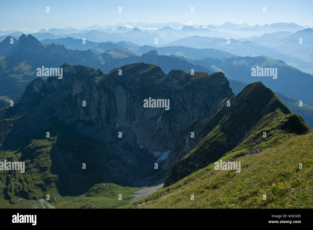 Gipfel Blick vanil Noir *** local Caption *** Schweiz, Fribourg, vanil Noir, Gipfel, Aussicht, Panorama, Gipfel, Ketten, berge, alpen, Silhouetten, b Stockfoto