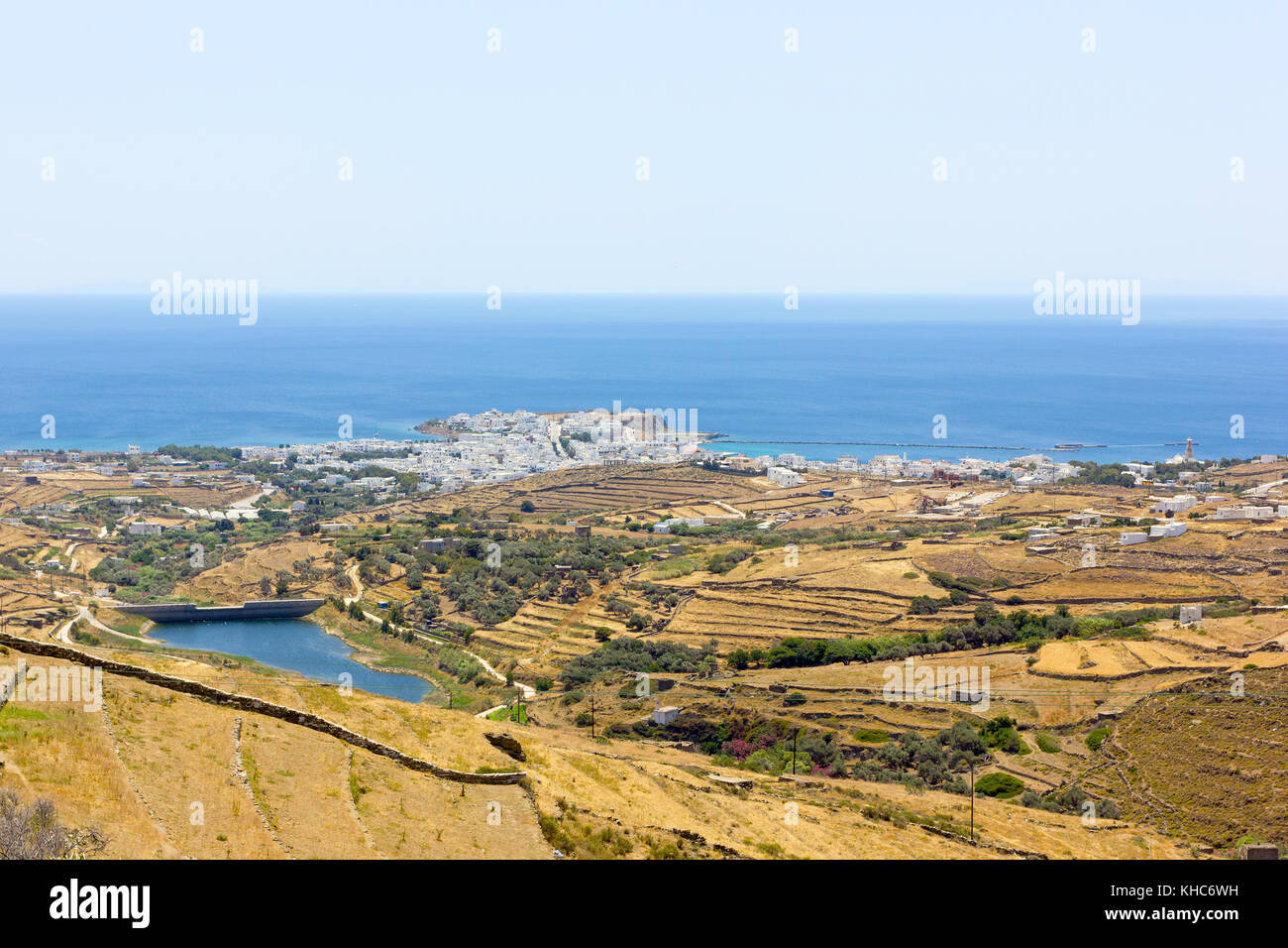 Luftaufnahme der Stadt in die Insel Tinos, Griechenland Stockfoto