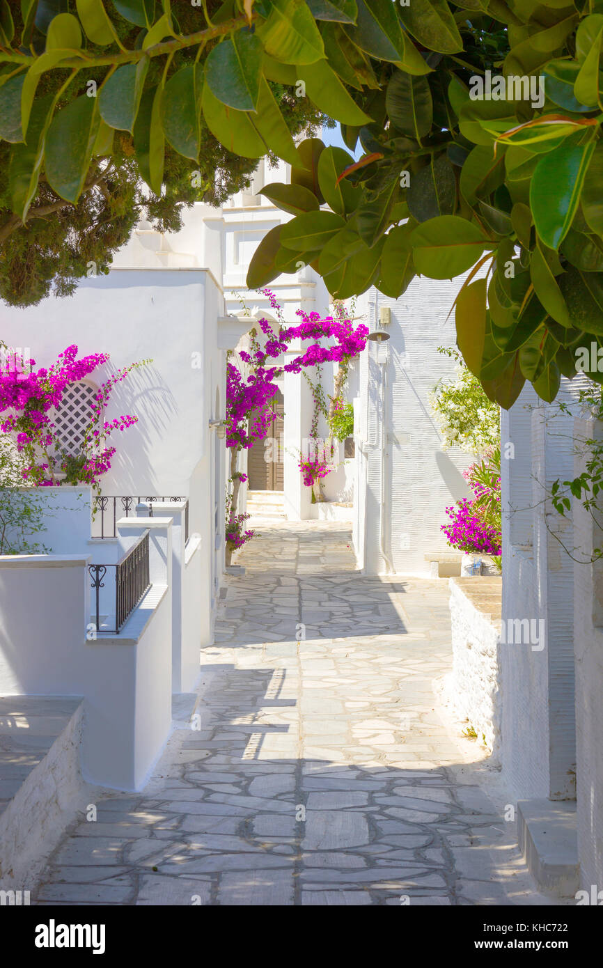 Traditionelle Straße eines Dorfes in die Insel Tinos, Griechenland Stockfoto