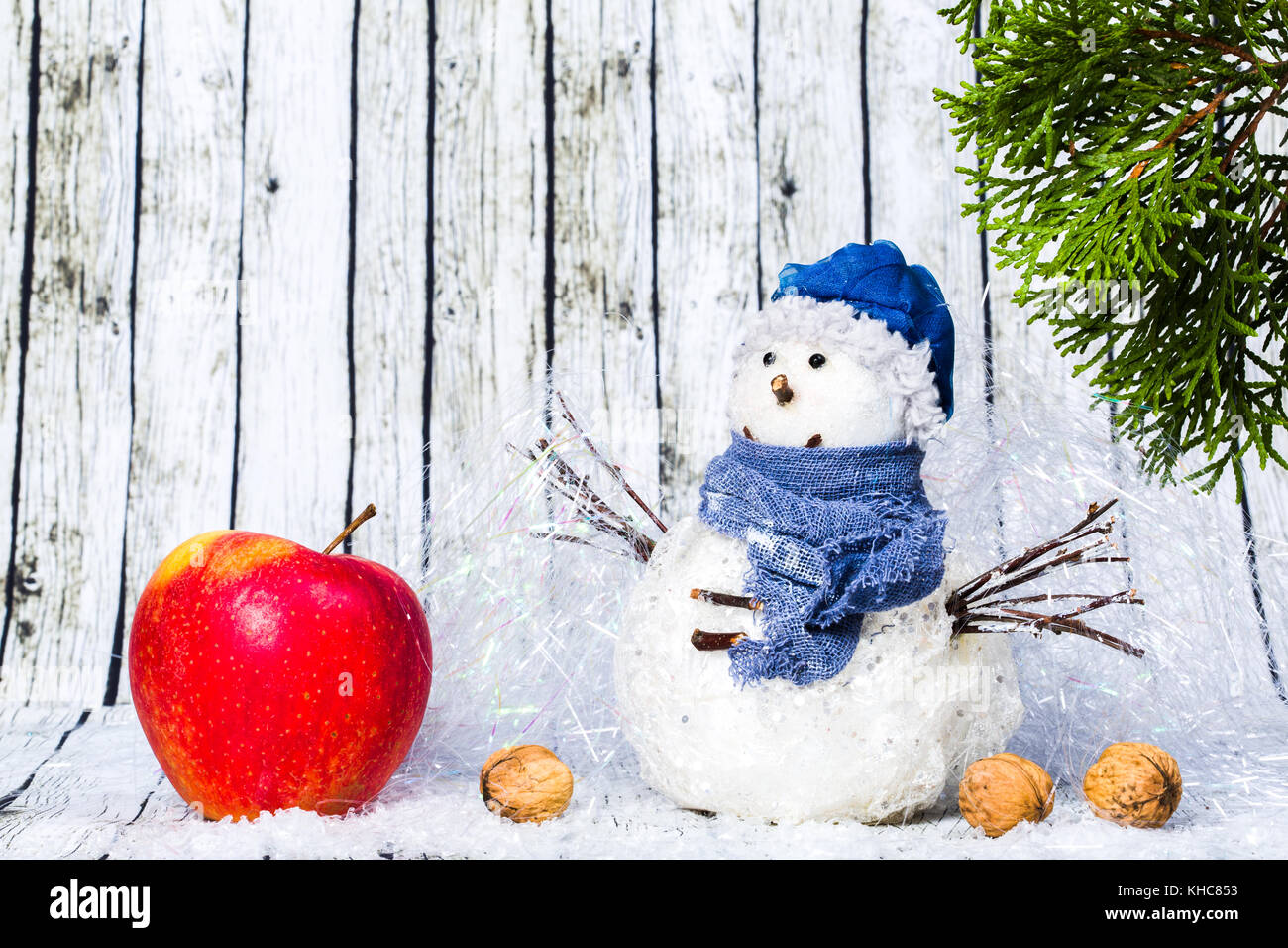 Grußkarte Frohe Weihnachten und guten Rutsch ins neue Jahr. Konzept Weihnachtskarte. leeren Raum für Ihren Text. Stockfoto