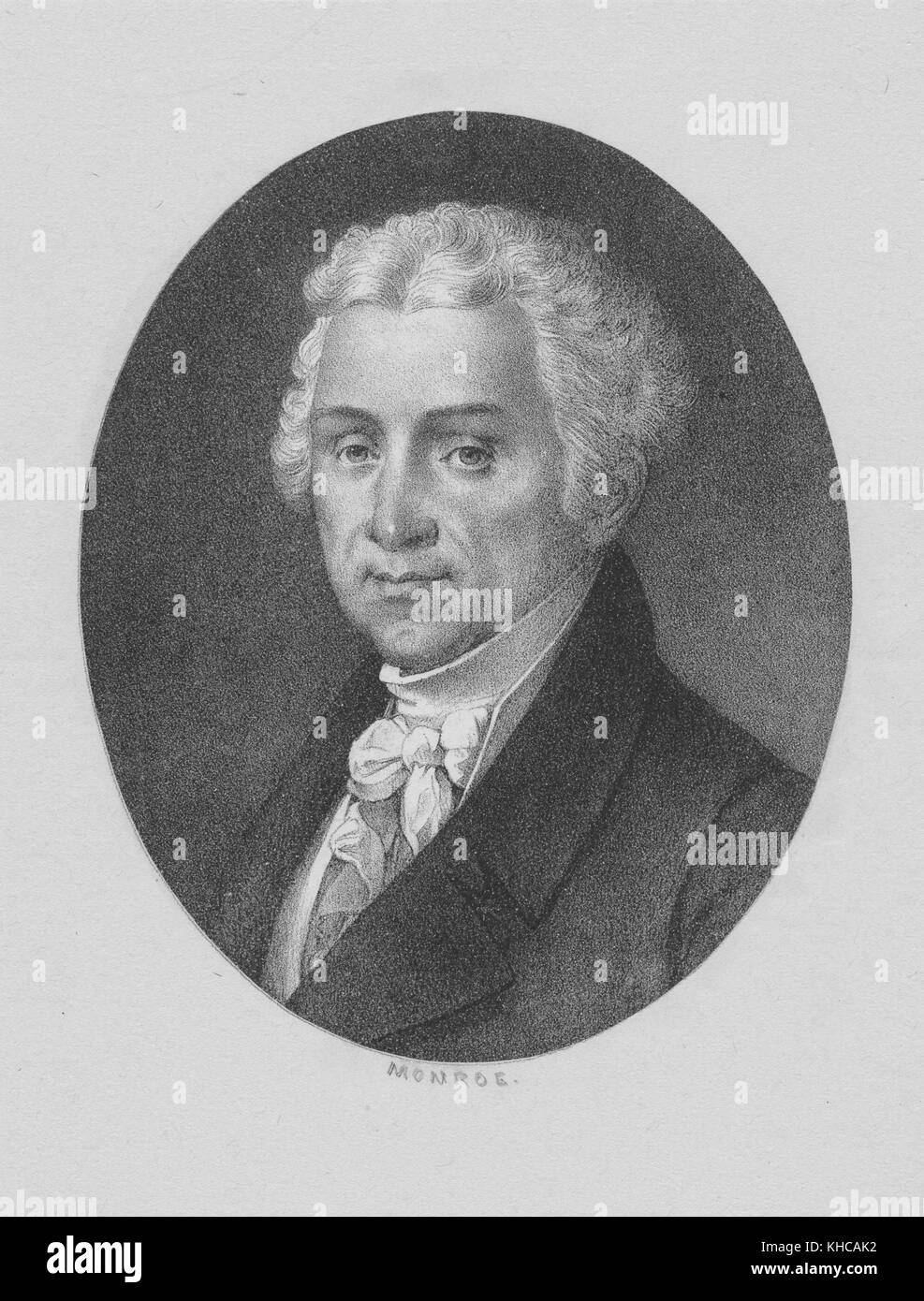 Gravur aus einem Porträt von James Monroe, 1830. Aus der New York Public Library. Stockfoto