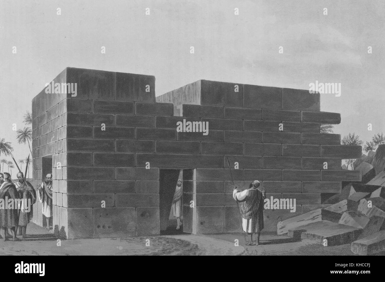 Der Tempel des Jupiter Ammon, Stich aus Ansichten von Libyen, von Luigi Mayer, Libyen, 1803. Aus der New York Public Library. Stockfoto