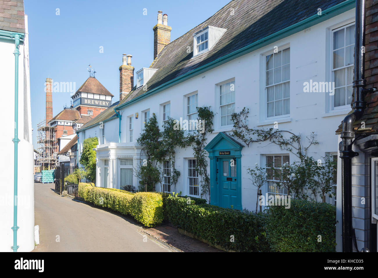 Zeitraum Häuser und Harvey's Brauerei, Harvey's Yard, Lewes, East Sussex, England, Vereinigtes Königreich Stockfoto